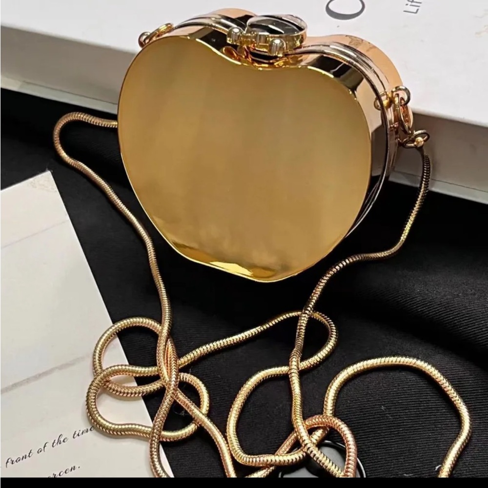 NEW Apple Acrylic Crossbody Bag Gold Mirror Mini Cocktail Party Purse